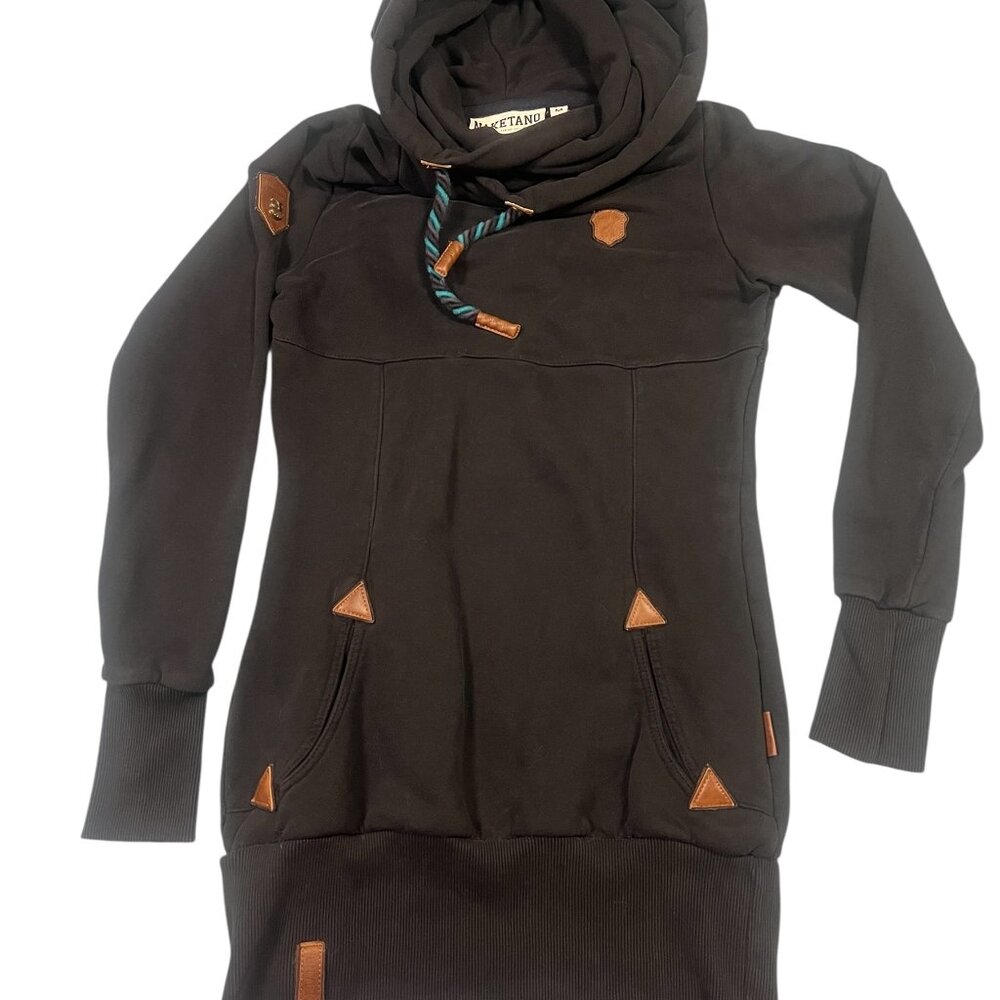Naketano Black Hoodie with Brown Accents